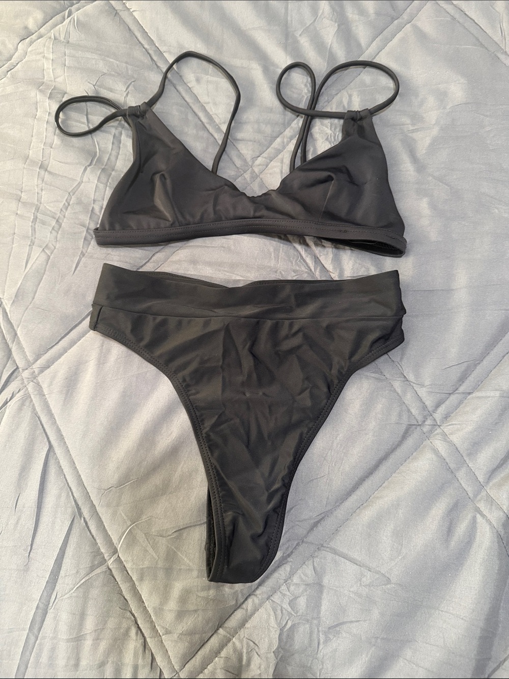 Missguided Black Triangle Bikini Set